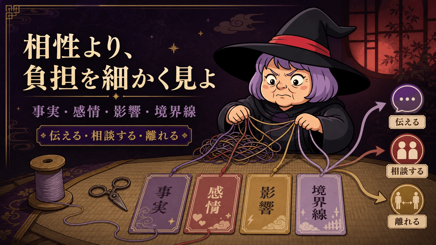 人間関係の疲れを事実・感情・負担・境界線へ分ける占いババ