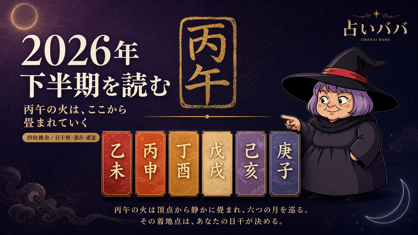 丙午の年の下半期を六つの節月に分けて日干別に読む手順を案内する占いババ